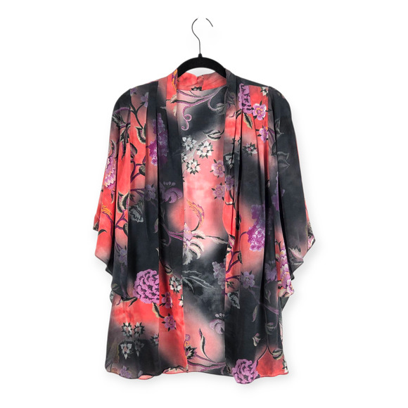 Kobi Halperin Evin Floral V-Neck Silk Open Kimono Altered Romantic Beach Resort‎ - Picture 1 of 8